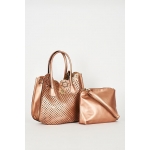 NEW Ladies women  girls ROSE GOLD 2 IN 1 BAG WITH CUT OUT DETAIL