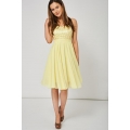 NEW Ladies women YELLOW CHIFFON DRESS WITH SEQUINS DETAIL sizes s m l