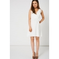 NEW Ladies women girls CREAM V-NECK DRESS WITH LACE DETAIL size S M L